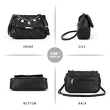 Women's Cross Body Bag - Stylish and Sophisticated Bag with Adjustable Strap, Fancy Chain, Magnetic Closure, 4 Compartments, Back Pocket with Zipper