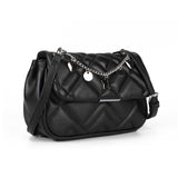 Women's Cross Body Bag - Stylish and Sophisticated Bag with Adjustable Strap, Fancy Chain, Magnetic Closure, 4 Compartments, Back Pocket with Zipper