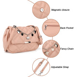 Women's Cross Body Bag - Stylish and Sophisticated Bag with Adjustable Strap, Fancy Chain, Magnetic Closure, 4 Compartments, Back Pocket with Zipper