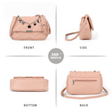 Women's Cross Body Bag - Stylish and Sophisticated Bag with Adjustable Strap, Fancy Chain, Magnetic Closure, 4 Compartments, Back Pocket with Zipper