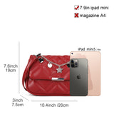 Women's Cross Body Bag - Stylish and Sophisticated Bag with Adjustable Strap, Fancy Chain, Magnetic Closure, 4 Compartments, Back Pocket with Zipper