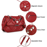 Women's Cross Body Bag - Stylish and Sophisticated Bag with Adjustable Strap, Fancy Chain, Magnetic Closure, 4 Compartments, Back Pocket with Zipper