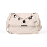 Women's Cross Body Bag - Stylish and Sophisticated Bag with Adjustable Strap, Fancy Chain, Magnetic Closure, 4 Compartments, Back Pocket with Zipper