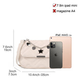 Women's Cross Body Bag - Stylish and Sophisticated Bag with Adjustable Strap, Fancy Chain, Magnetic Closure, 4 Compartments, Back Pocket with Zipper