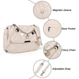 Women's Cross Body Bag - Stylish and Sophisticated Bag with Adjustable Strap, Fancy Chain, Magnetic Closure, 4 Compartments, Back Pocket with Zipper