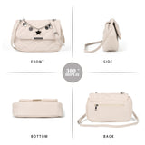 Women's Cross Body Bag - Stylish and Sophisticated Bag with Adjustable Strap, Fancy Chain, Magnetic Closure, 4 Compartments, Back Pocket with Zipper