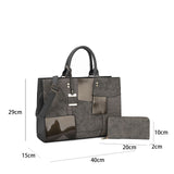 Fashion Patchwork Pendant Bag Set for Women - Stylish and Versatile Bags with Spacious Compartment, Twin Handles, and Elegant Design