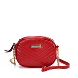 Chic V-Shaped Line Chain Handbag in Red and Purplish Red - Perfect for a Night Out or Special Occasions
