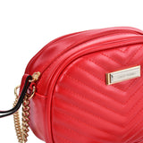 Chic V-Shaped Line Chain Handbag in Red and Purplish Red - Perfect for a Night Out or Special Occasions