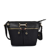 Symmetrical Zipper Design Handbag - Stylish and Functional PU Leather Shoulder Bag with Adjustable Strap and Zipper Closure in Yellow, Black or Blue
