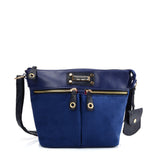 Symmetrical Zipper Design Handbag - Stylish and Functional PU Leather Shoulder Bag with Adjustable Strap and Zipper Closure in Yellow, Black or Blue