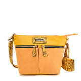 Symmetrical Zipper Design Handbag - Stylish and Functional PU Leather Shoulder Bag with Adjustable Strap and Zipper Closure in Yellow, Black or Blue