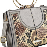 Generous Snakeskin PU Crossbody Bag with Adjustable Strap and Zipper Closure