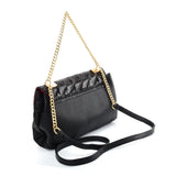Stylish Chain Handbag with Flap and Studs Design - Available in White, Grey, and Black