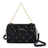Stylish Chain Handbag with Flap and Studs Design - Available in White, Grey, and Black