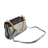 Stylish Chain Handbag with Flap and Studs Design - Available in White, Grey, and Black