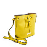 Yellow Bundle Pocket Bucket Bag for Women with Adjustable Strap and Drawstring Closure