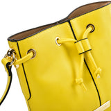 Yellow Bundle Pocket Bucket Bag for Women with Adjustable Strap and Drawstring Closure