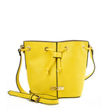 Yellow Bundle Pocket Bucket Bag for Women with Adjustable Strap and Drawstring Closure