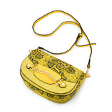 Leather Saddle Bag With Hardware Ring Chain Decoration