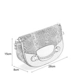 Leather Saddle Bag With Hardware Ring Chain Decoration
