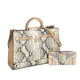 SY2215-SILVER - Women's new fashion snake print color matching handbag purse kit