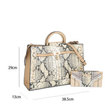 SY2215-SILVER - Women's new fashion snake print color matching handbag purse kit