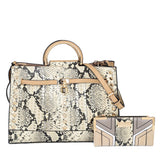 SY2215-SILVER - Women's new fashion snake print color matching handbag purse kit