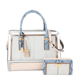 Women's New Fashion Snake Print Color Handbag With Matched Purse