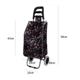 Shopping Trolley, Lightweight, Foldable & Portable, Large Capacity, Latest 2023 Model, Made From High Quality Oxford Fabric, Stylish Flower Pattern, 30L