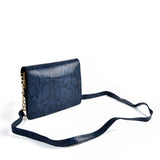 Snakeskin Bag With Hardware Ring Decoration - Adjustable Shoulder Strap, Zip and Press-Stud Closure, Fully Lined, Available in Yellow, Blue, Grey, and Orange