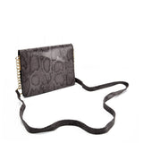 Snakeskin Bag With Hardware Ring Decoration - Adjustable Shoulder Strap, Zip and Press-Stud Closure, Fully Lined, Available in Yellow, Blue, Grey, and Orange