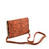 Snakeskin Bag With Hardware Ring Decoration - Adjustable Shoulder Strap, Zip and Press-Stud Closure, Fully Lined, Available in Yellow, Blue, Grey, and Orange