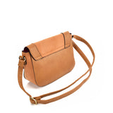 Minimalist Leather Saddle Bag for Women in Earth Yellow and Black with Adjustable Strap and Secure Closure