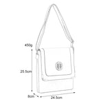 Versatile PU Leather Crossbody Bag with Metal Corner Detail, Hasp Closure, and Adjustable Shoulder Strap