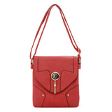 Pink Patchwork Envelope Crossbody Bag with Tassel and Metal Detailing - PU Leather, Adjustable Strap, Multiple Interior Pockets, Hasp Closure