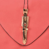 Chic Envelope Cross Body Bag with Metal Buckle Decoration and Detachable Strap in Pink PU Leather