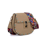 Chic PU Leather Crossbody Bag with Rivet Decor and Embellished Strap - Adjustable and Elegant Women's Handbag for Everyday Use