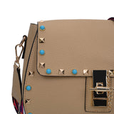 Chic PU Leather Crossbody Bag with Rivet Decor and Embellished Strap - Adjustable and Elegant Women's Handbag for Everyday Use