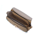 Chic PU Leather Crossbody Bag with Rivet Decor and Embellished Strap - Adjustable and Elegant Women's Handbag for Everyday Use