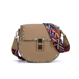 Chic PU Leather Crossbody Bag with Rivet Decor and Embellished Strap - Adjustable and Elegant Women's Handbag for Everyday Use