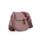 Chic PU Leather Crossbody Bag with Rivet Decor and Embellished Strap - Adjustable and Elegant Women's Handbag for Everyday Use