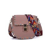 Chic PU Leather Crossbody Bag with Rivet Decor and Embellished Strap - Adjustable and Elegant Women's Handbag for Everyday Use
