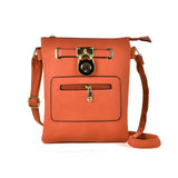 Stylish Women's Zipper Cross Body Bag with Lock Detail in Multiple Colors and Convenient Interior Pocket