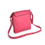 Lock Detail Boxy Cross Body Bag - Stylish and Secure Accessory with Adjustable Strap and Interior Zip Pocket in Fushia, Orange, and Pink PU Leather