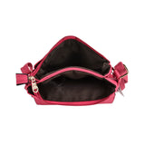 Lock Detail Boxy Cross Body Bag - Stylish and Secure Accessory with Adjustable Strap and Interior Zip Pocket in Fushia, Orange, and Pink PU Leather