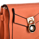 Lock Detail Boxy Cross Body Bag - Stylish and Secure Accessory with Adjustable Strap and Interior Zip Pocket in Fushia, Orange, and Pink PU Leather