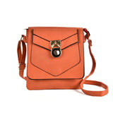 Lock Detail Boxy Cross Body Bag - Stylish and Secure Accessory with Adjustable Strap and Interior Zip Pocket in Fushia, Orange, and Pink PU Leather