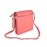Lock Detail Boxy Cross Body Bag - Stylish and Secure Accessory with Adjustable Strap and Interior Zip Pocket in Fushia, Orange, and Pink PU Leather