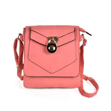 Lock Detail Boxy Cross Body Bag - Stylish and Secure Accessory with Adjustable Strap and Interior Zip Pocket in Fushia, Orange, and Pink PU Leather